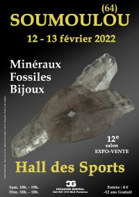 12e SALON MINERAUX FOSSILES BIJOUX de SOUMOULOU (64). Du 12 au 13 février 2022 à SOUMOULOU. Pyrenees-Atlantiques.  10H00